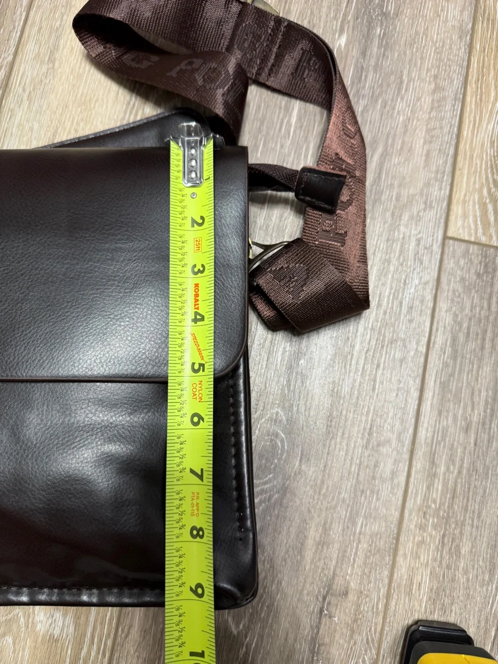 POLO Videng Men’s Brown Leather Messenger Bag with Branded Strap 13”X9”